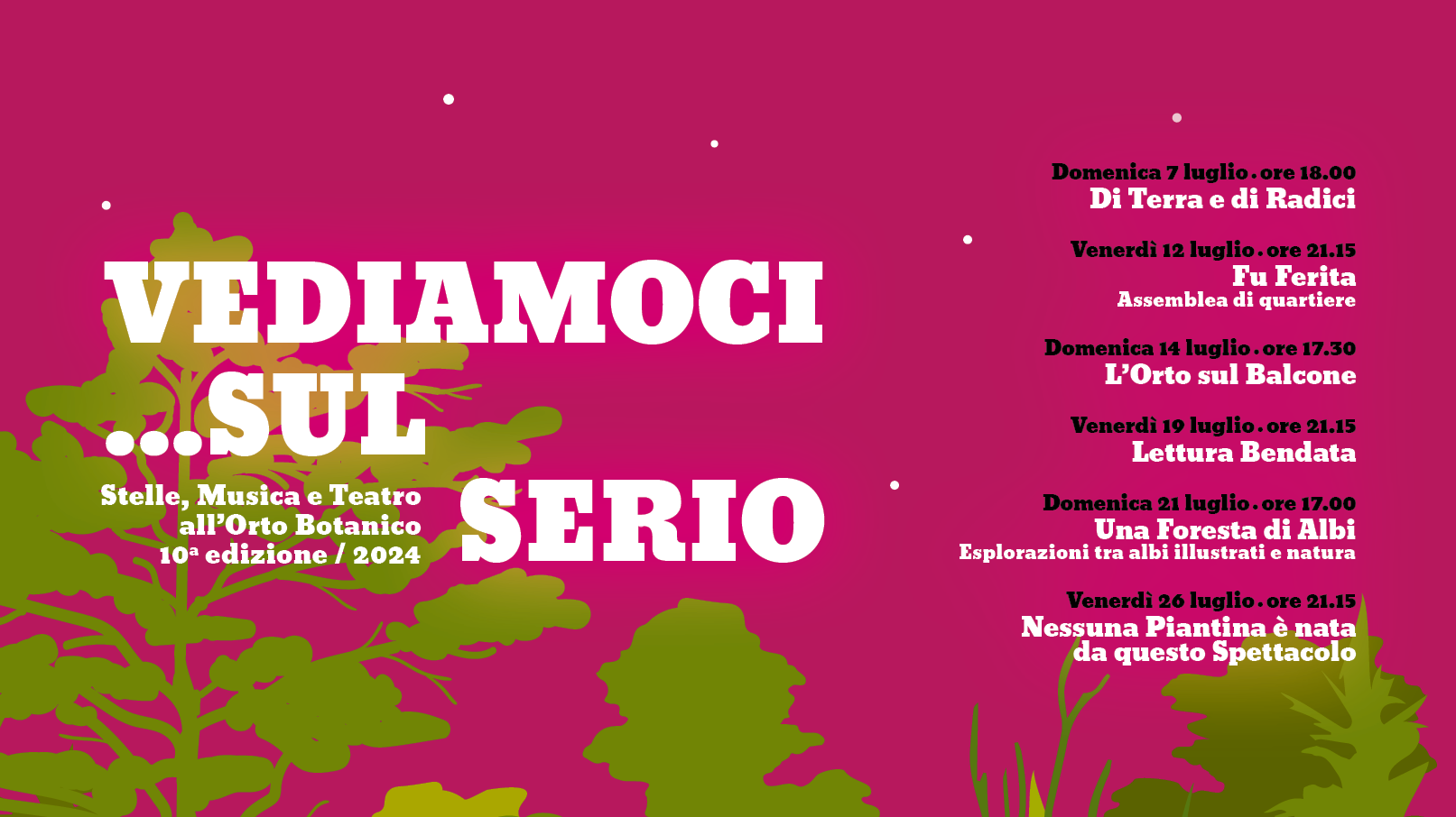 Torna la rassegna culturale che anima le serate estive all'Orto Botanico di Romano